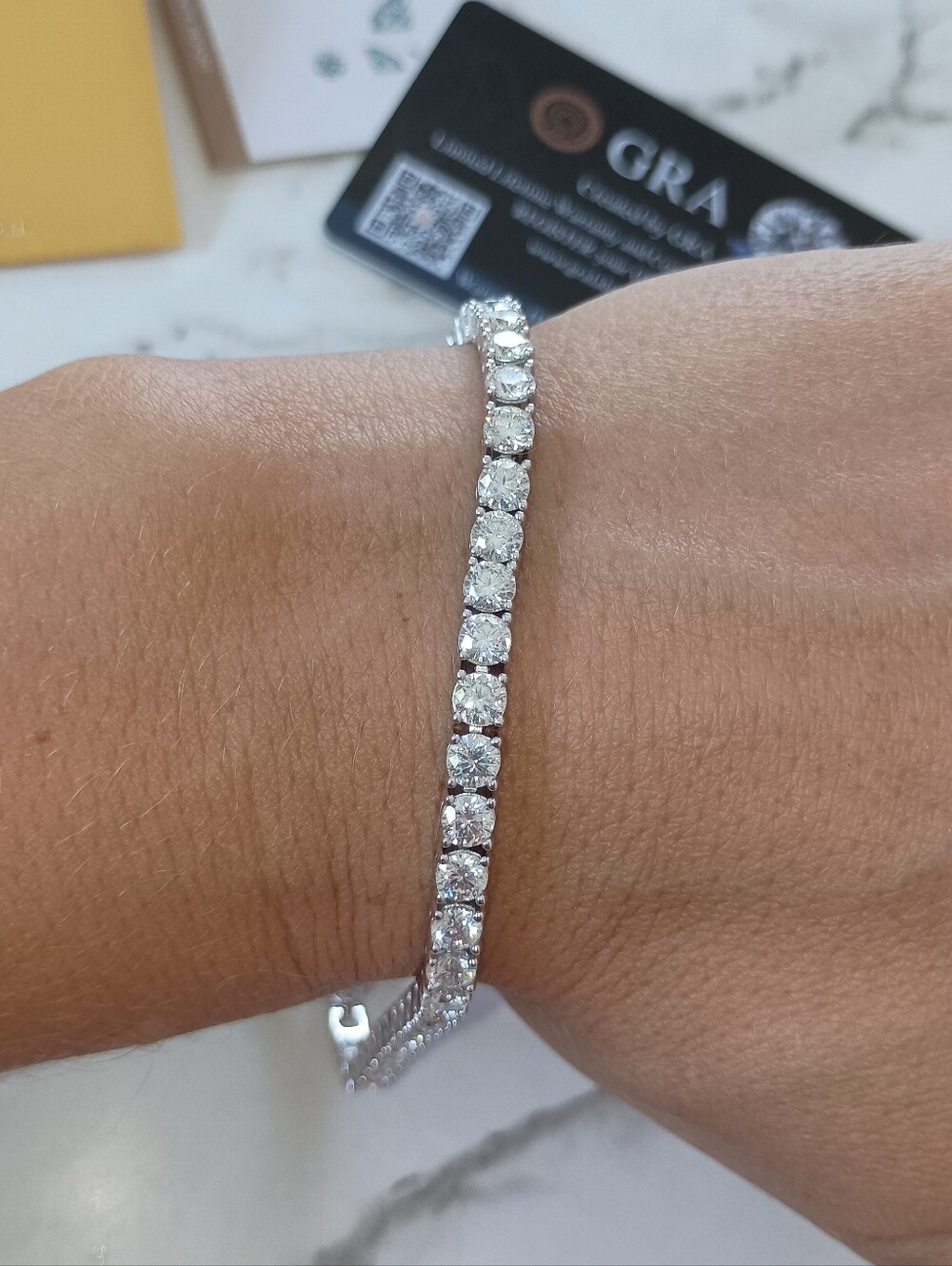 New BIG Moissanite Diamond Tennis Bracelet 4mm 7 inch  925 Brilliant Round Cut